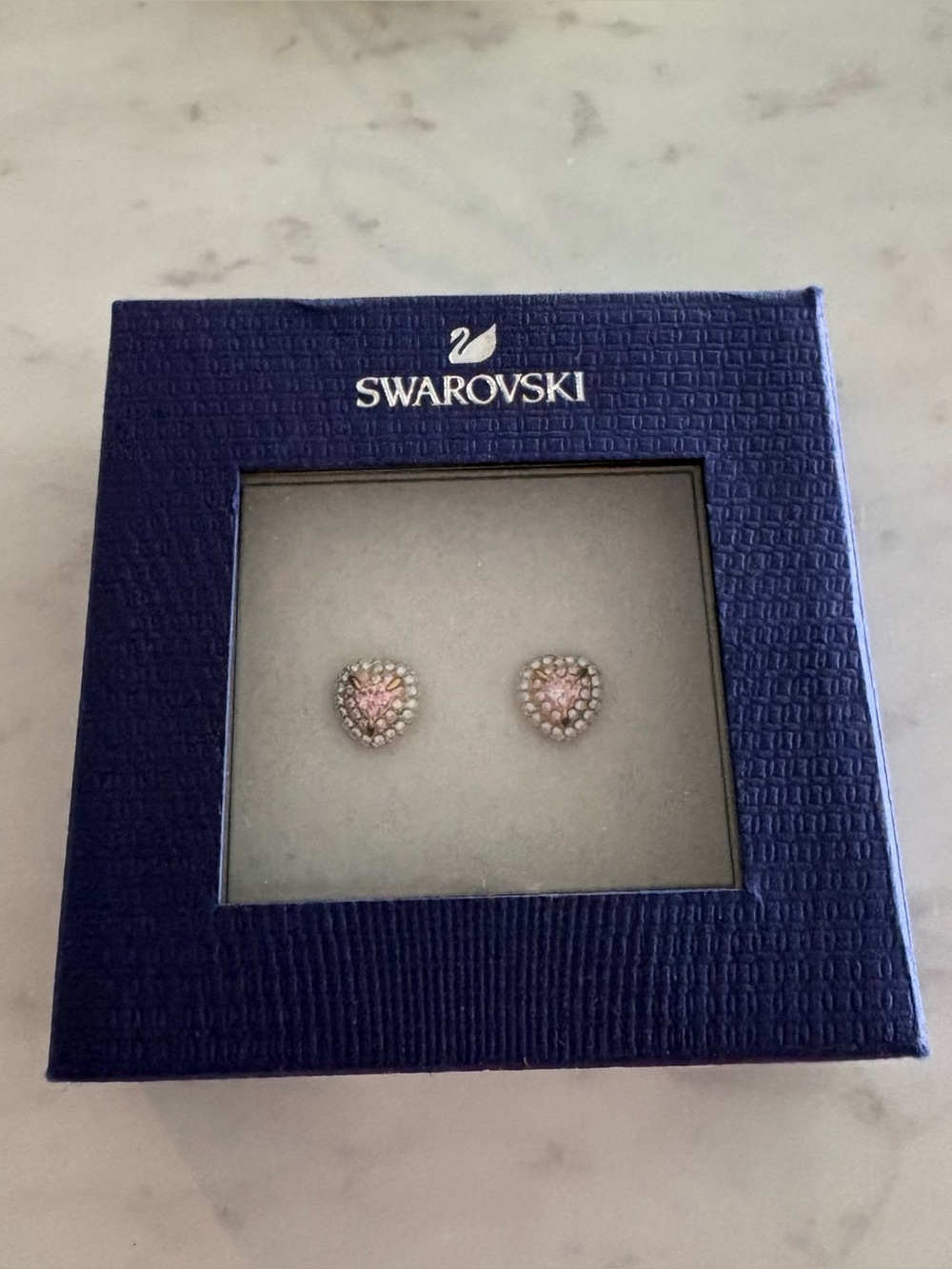 Swarovski Pink Heart Crystal double Halo Stud Earrings brand new in box.